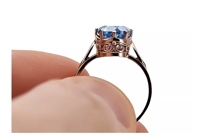 Кольцо Аквамарин Стерлинговое серебро с покрытием из розового золота Винтаж vrc366rp